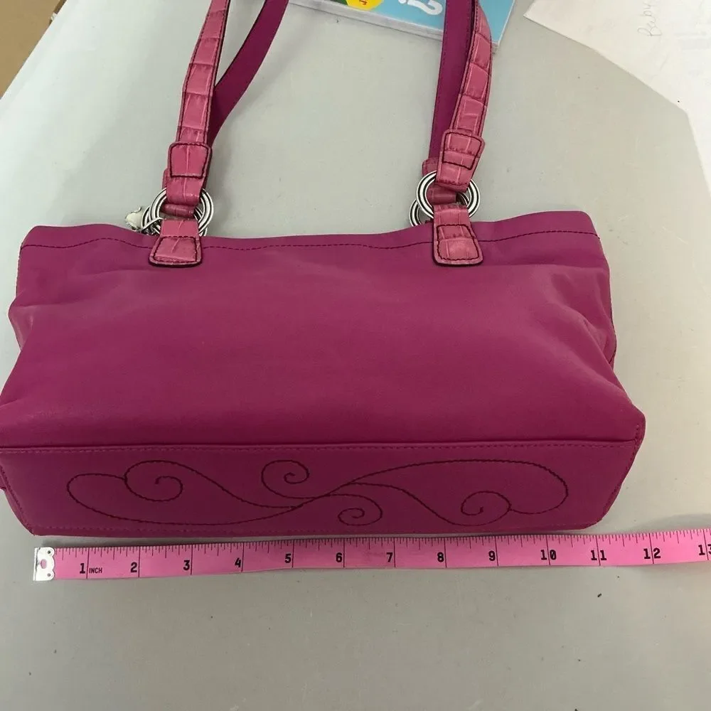 Brighton hot Pink Leather hobo Bag with floral liner